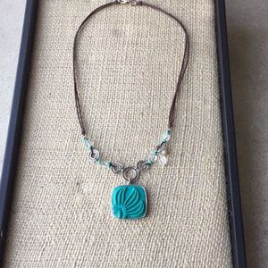 Silpada Aqua Grace leather sterling necklace